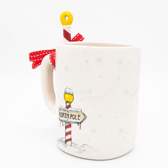 Rae Dunn Christmas Mug, North Pole Santa Mug with Spoon, 16oz Ceramic Coffee Cup - Picture 8 of 10